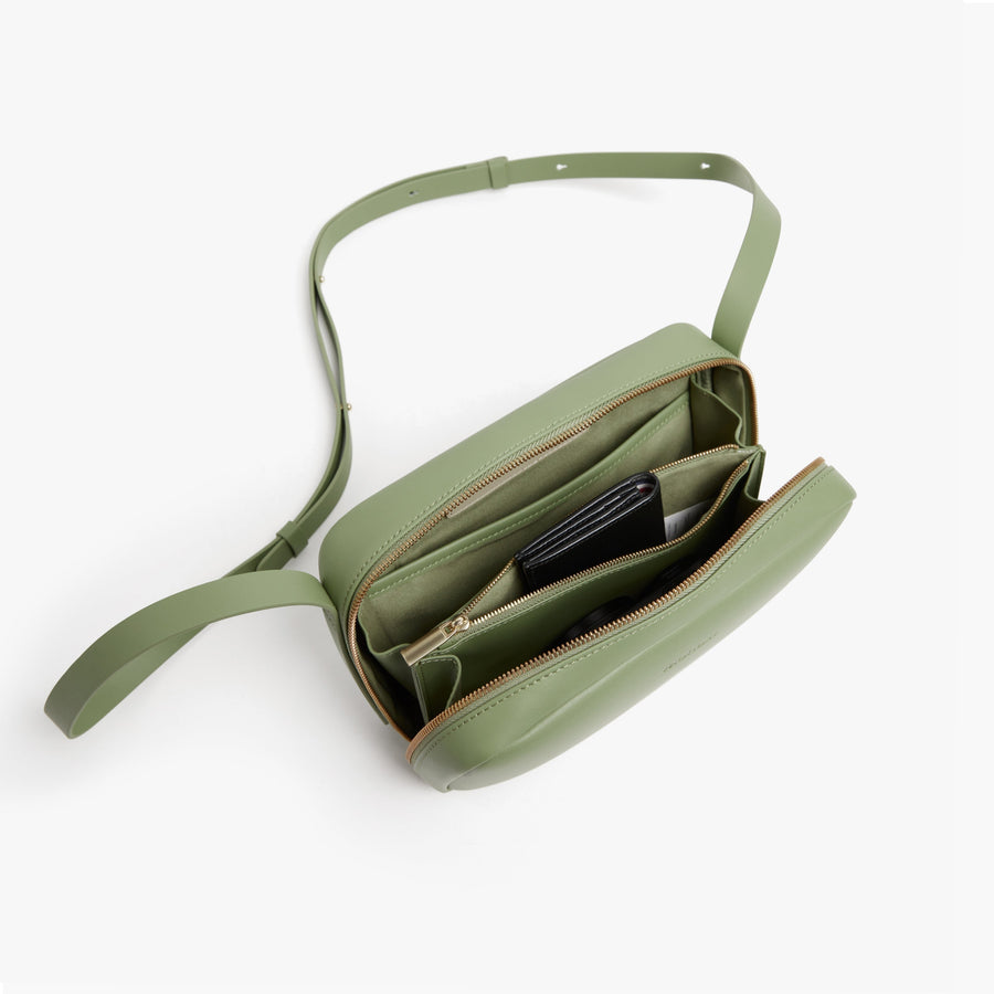 Cactus (Vegan Leather) | Angled view of Metro Crossbody in Cactus