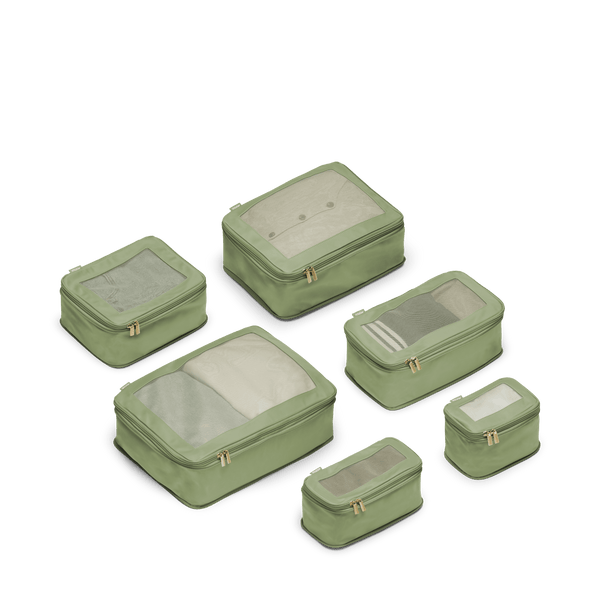 Set of Six / Cactus Scaled | This is a photo of a set of six compressible packing cubes in Cactus