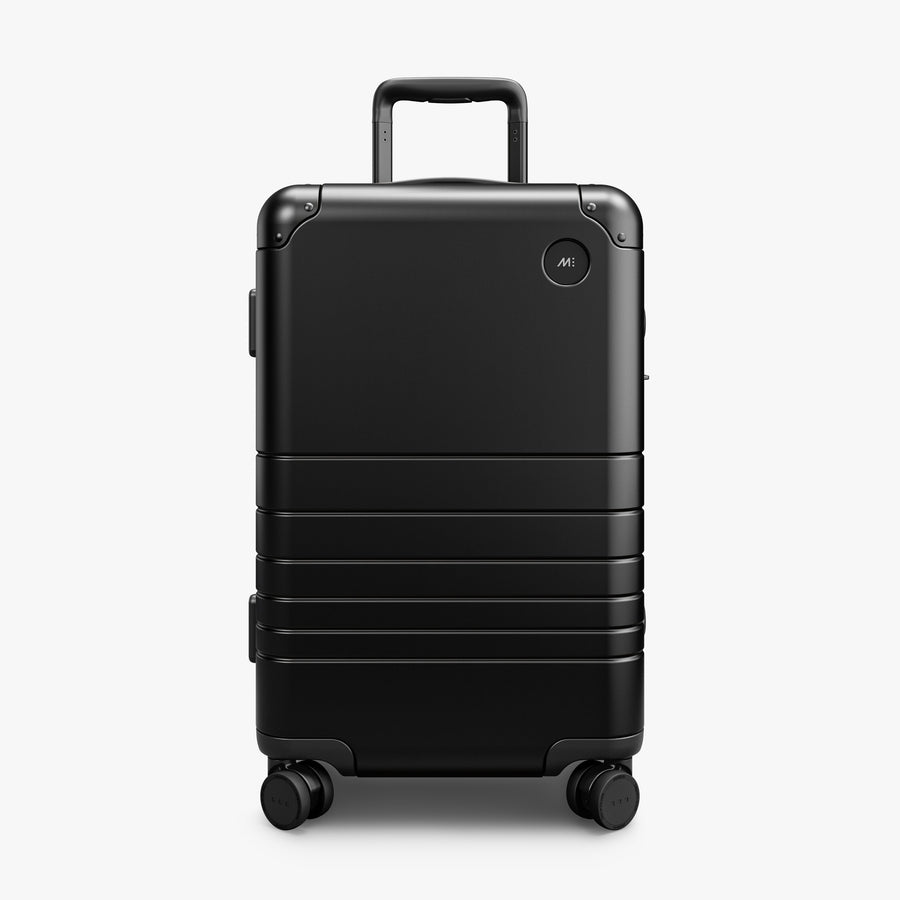 Caviar Black | Front view of Aluminum Carry-On Plus in Caviar Black