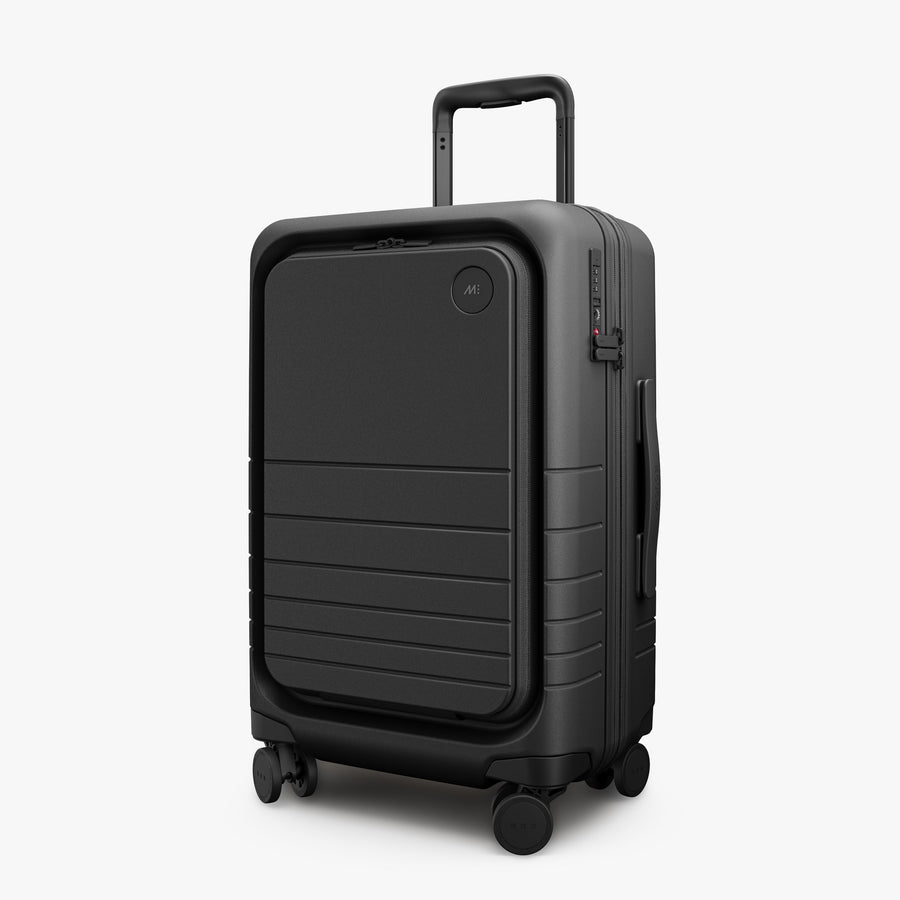 Midnight Black | Angled view of Expandable Carry-On Pro in Midnight Black