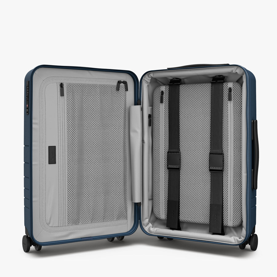 Ocean Blue | Inside view of Expandable Carry-On Pro in Ocean Blue