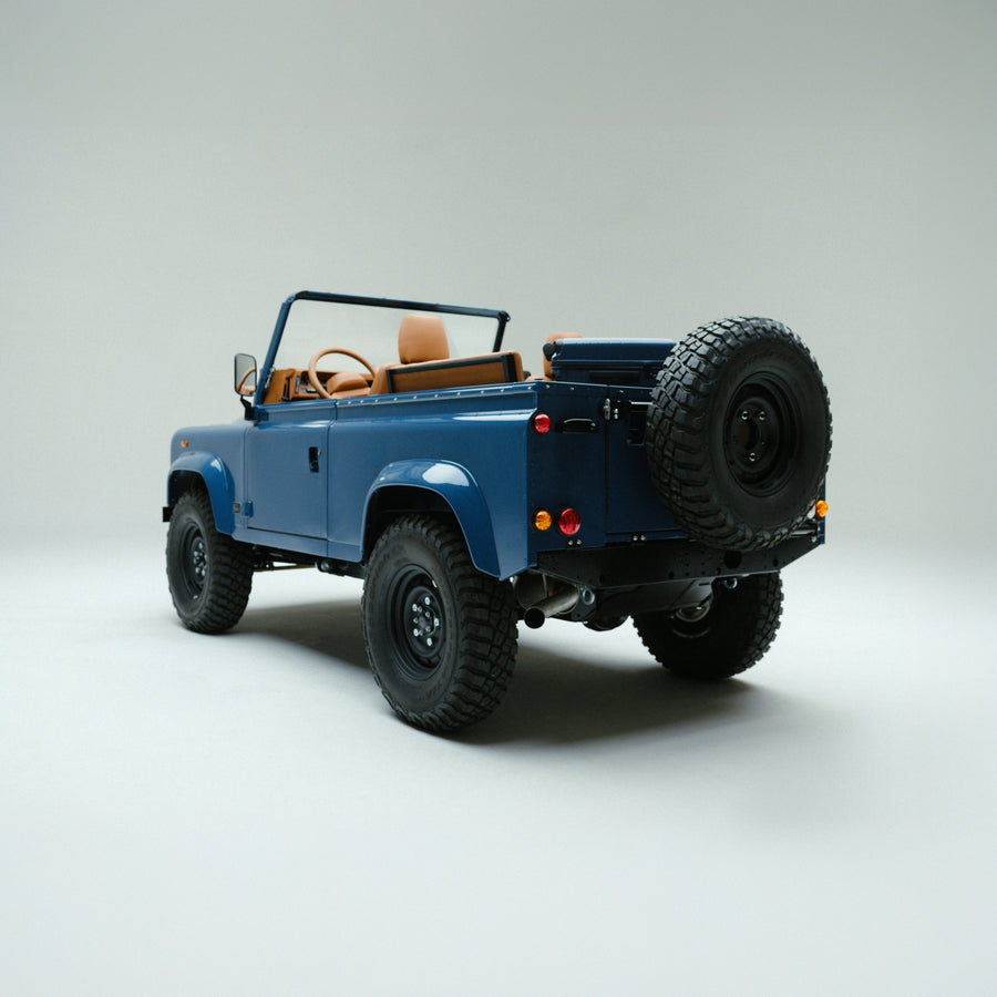 Arles Blue | Angled view of Land Rover Defender in Arles Blue