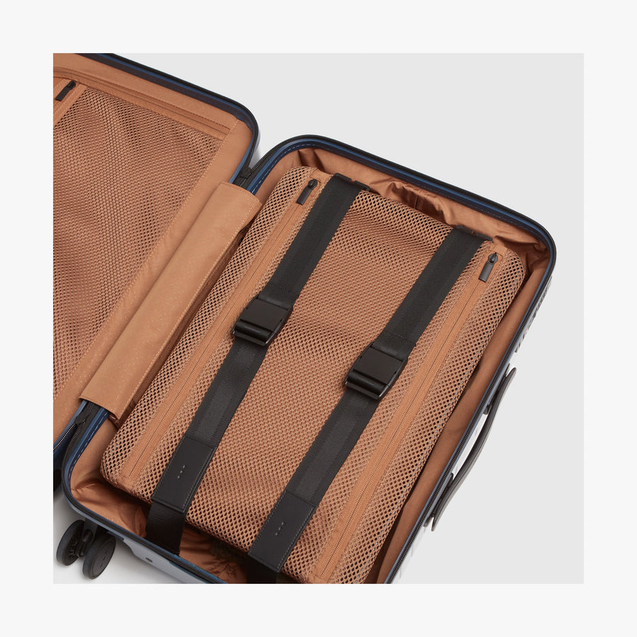 Arles Blue (Glossy) | Compression Straps inside view of Carry-On in Arles Blue