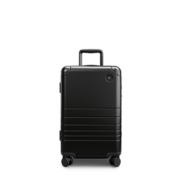 Front view of Aluminum Carry-On Plus in Caviar Black