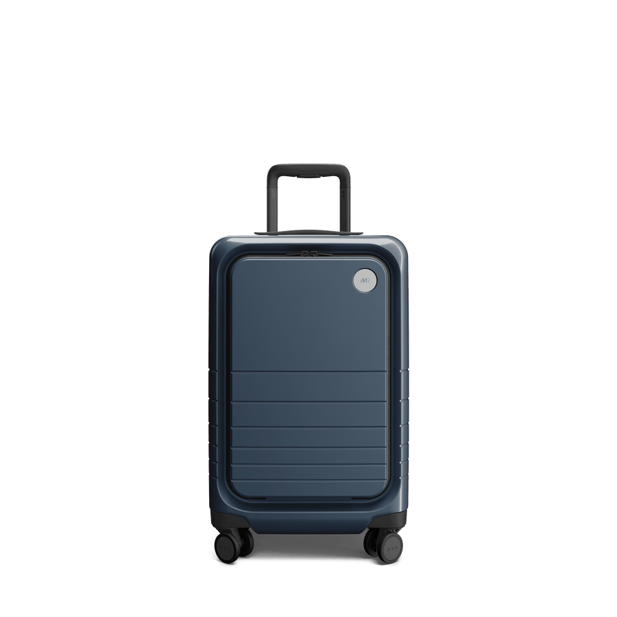 Arles Blue (Glossy) Scaled | Front view of Carry-On Pro in Arles Blue