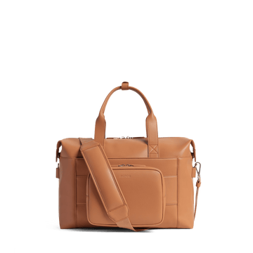 Back view of Metro Duffel in Saddle Tan