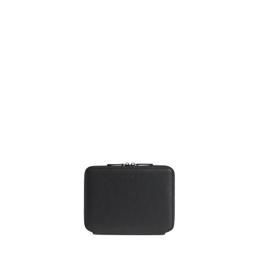 Carbon Black (Vegan Leather) Scaled | Front view of Metro Folio Kit in Carbon Black