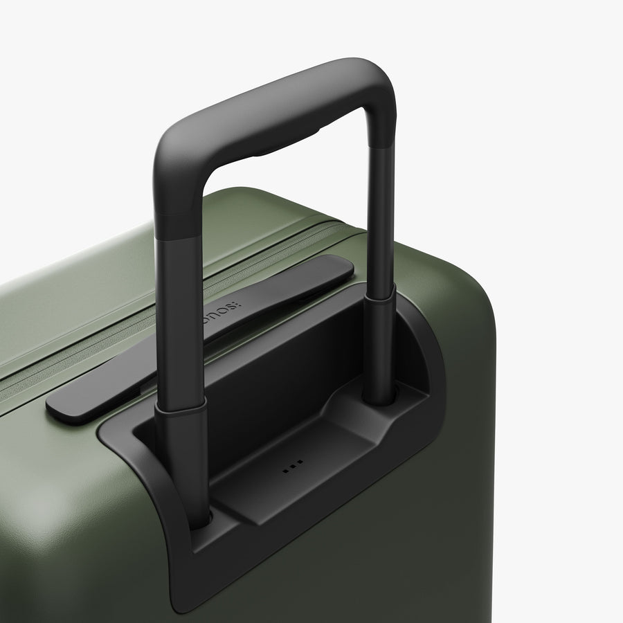 Olive Green | Extended luggage handle view of Carry-On in Olive Green