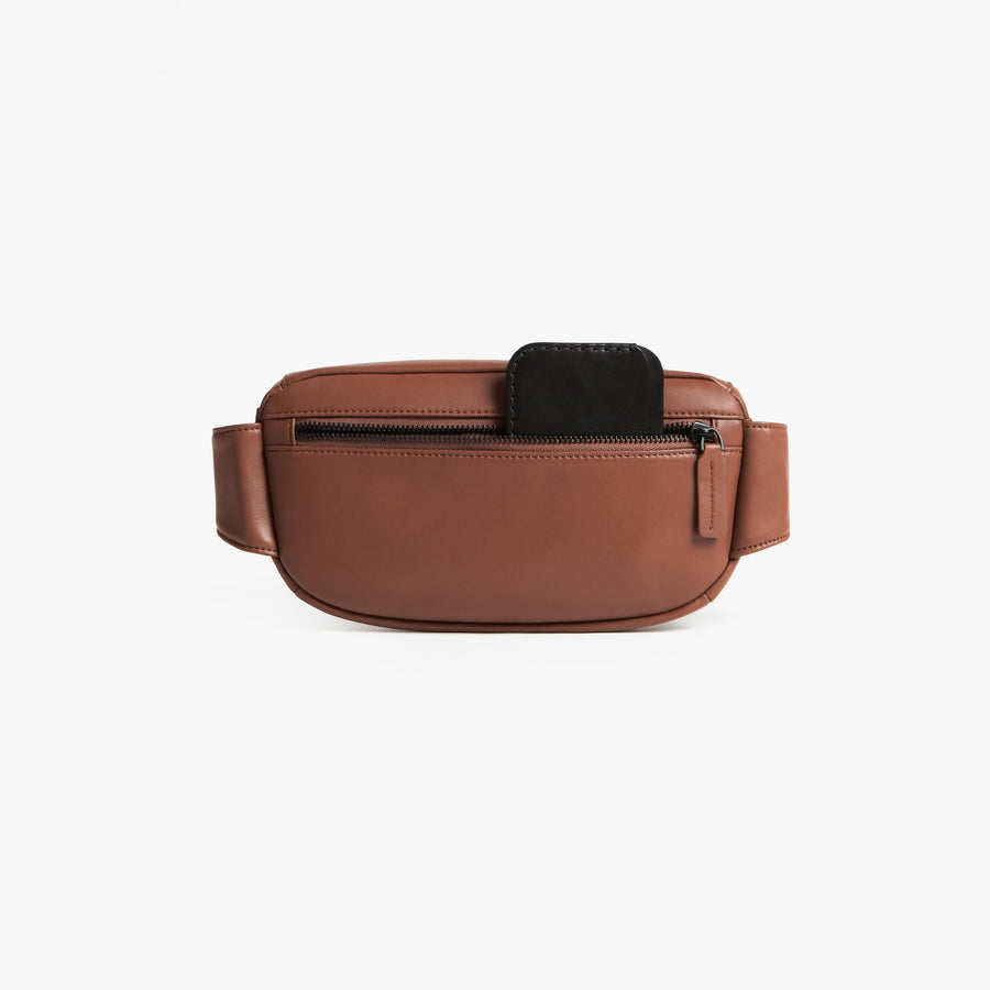 Mahogany (Vegan Leather) | Back pouch view of Metro Sling in Mahogany