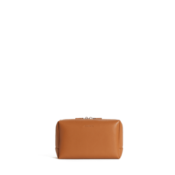 Front view of Metro Toiletry Case Large in Saddle Tan