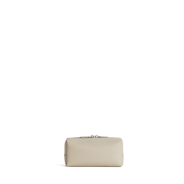 Small / Ivory (Vegan Leather) Scaled | Front view of Metro Toiletry Case Small in Ivory