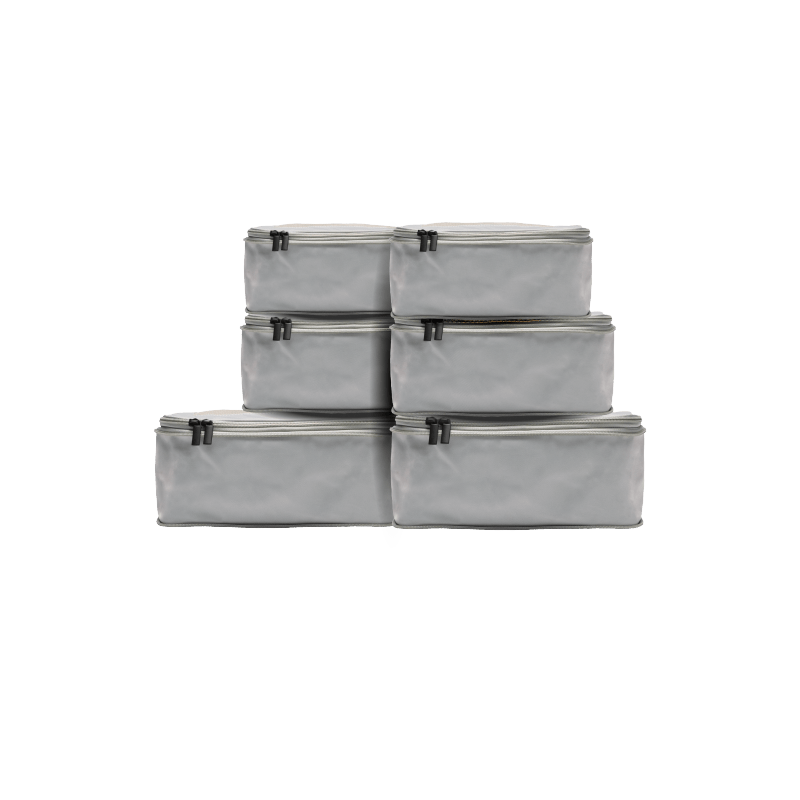 Set of Six / Grey Hidden | This is a photo of a set of six compressible packing cubes in grey